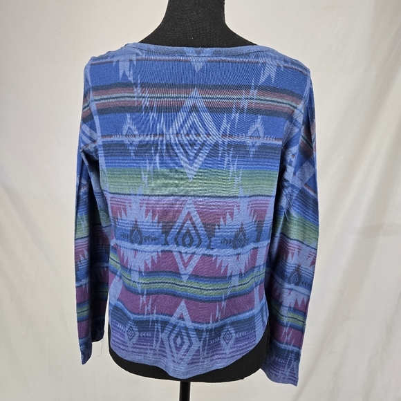 XXI Aztec Tribal Cropped LongSleeve Crewneck Top Size Large - Picture 4 of 6